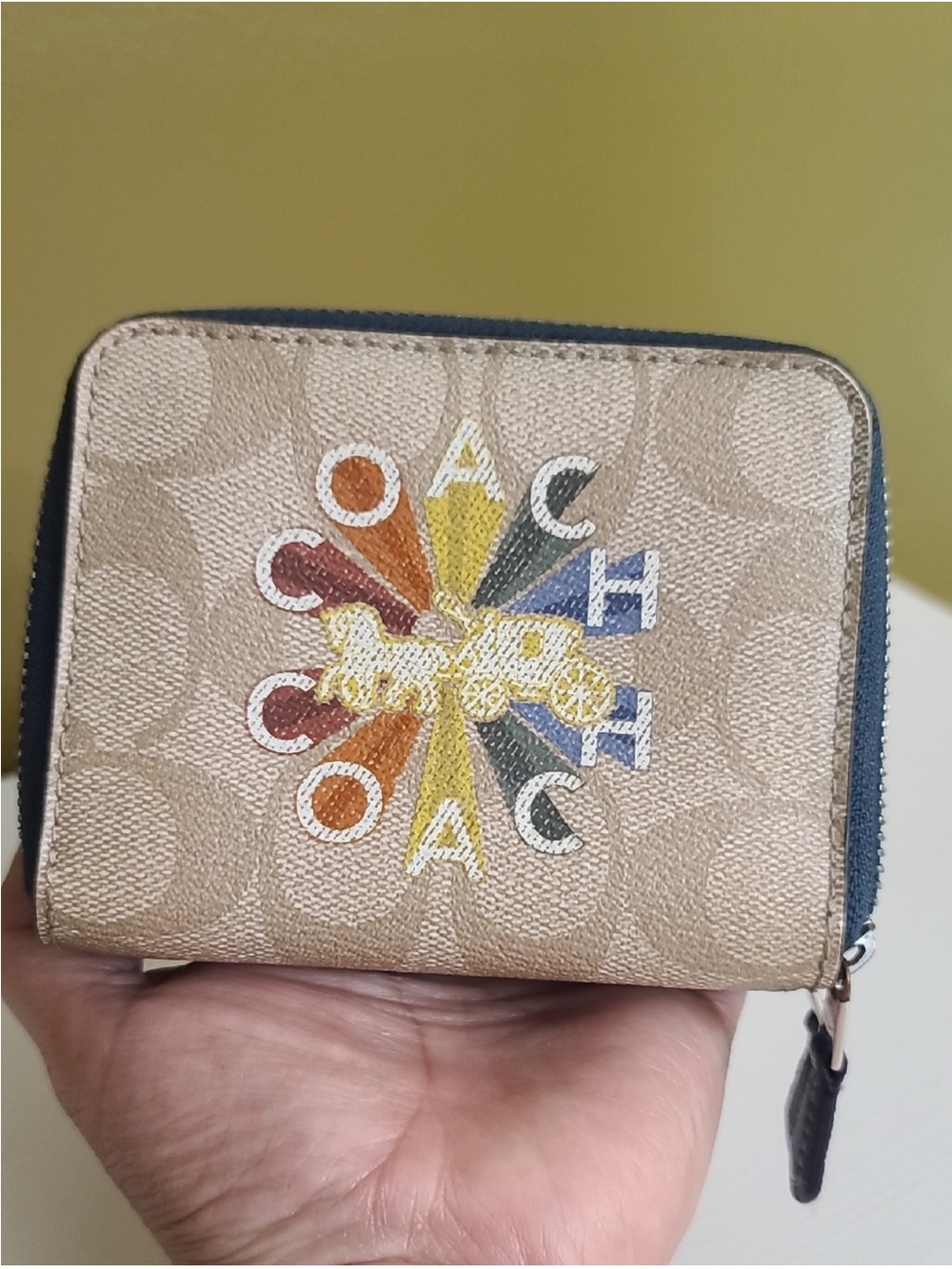 Coach Radial Rainbow Double Zip Around Wallet EUC